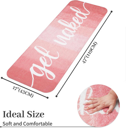 Get Naked Bath Mat Pink, Long Runner Mat Cute Fun Bath Rugs for Bathroom Floor Non-Slip Shower Bath Mats for Bathtub Inside Shower Machine Washable, 47"x17"