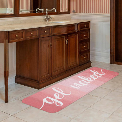Get Naked Bath Mat Pink, Long Runner Mat Cute Fun Bath Rugs for Bathroom Floor Non-Slip Shower Bath Mats for Bathtub Inside Shower Machine Washable, 47"x17"
