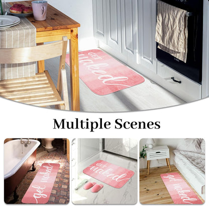 Get Naked Bath Mat Pink, Long Runner Mat Cute Fun Bath Rugs for Bathroom Floor Non-Slip Shower Bath Mats for Bathtub Inside Shower Machine Washable, 47"x17"