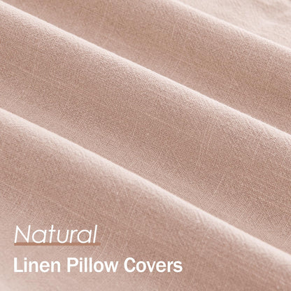 Decorative Linen Pillow Covers 20x20 Inch Light Pink Pack of 2