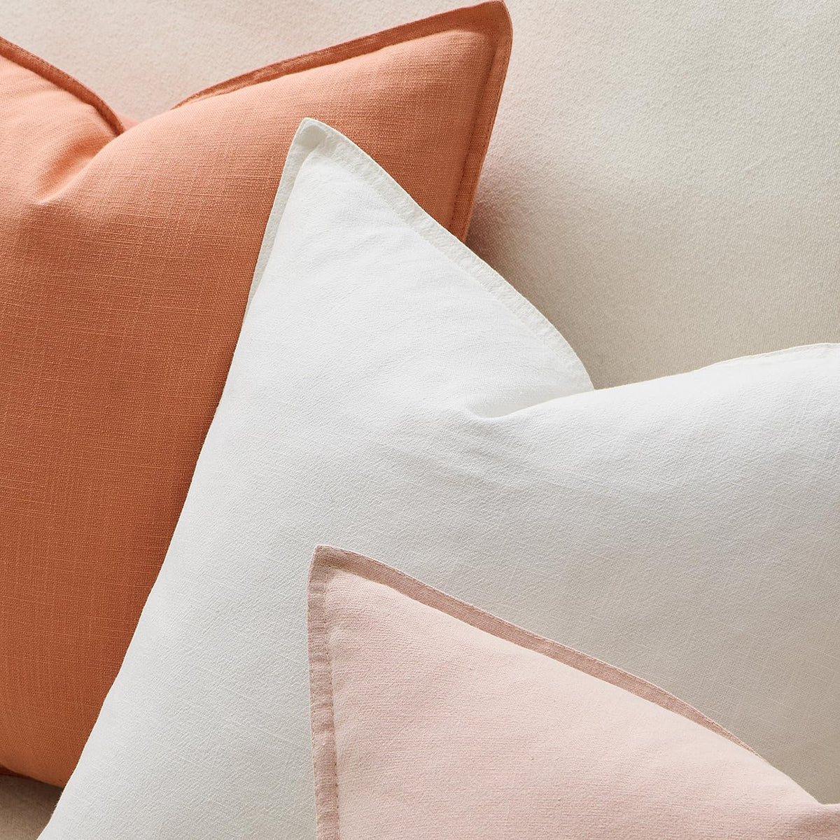 Decorative Linen Pillow Covers 20x20 Inch Light Pink Pack of 2