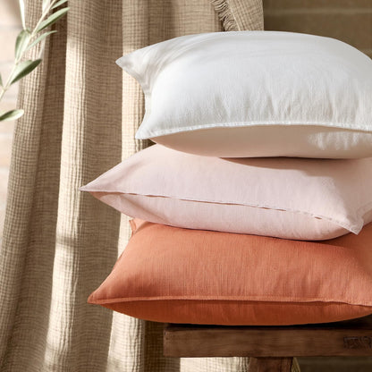 Decorative Linen Pillow Covers 20x20 Inch Light Pink Pack of 2