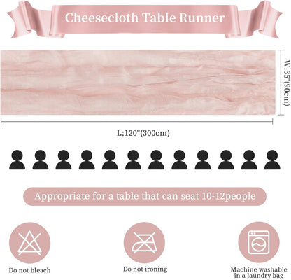 Dusty Pink Cheesecloth Table Runner 35×120Inch Fall Boho Wedding Home Decor