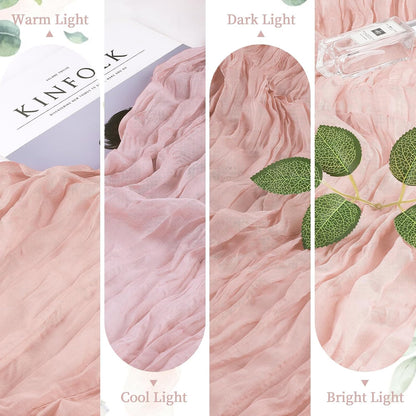 Dusty Pink Cheesecloth Table Runner 35×120Inch Fall Boho Wedding Home Decor