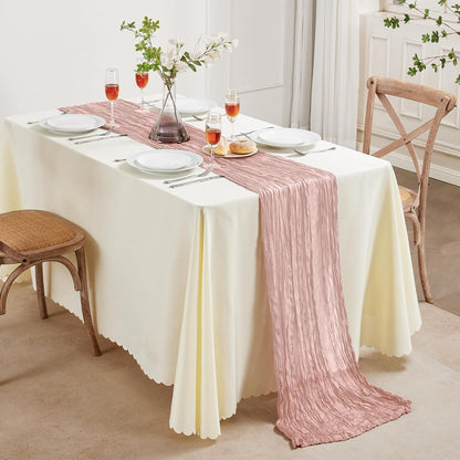 Dusty Pink Cheesecloth Table Runner 35×120Inch Fall Boho Wedding Home Decor