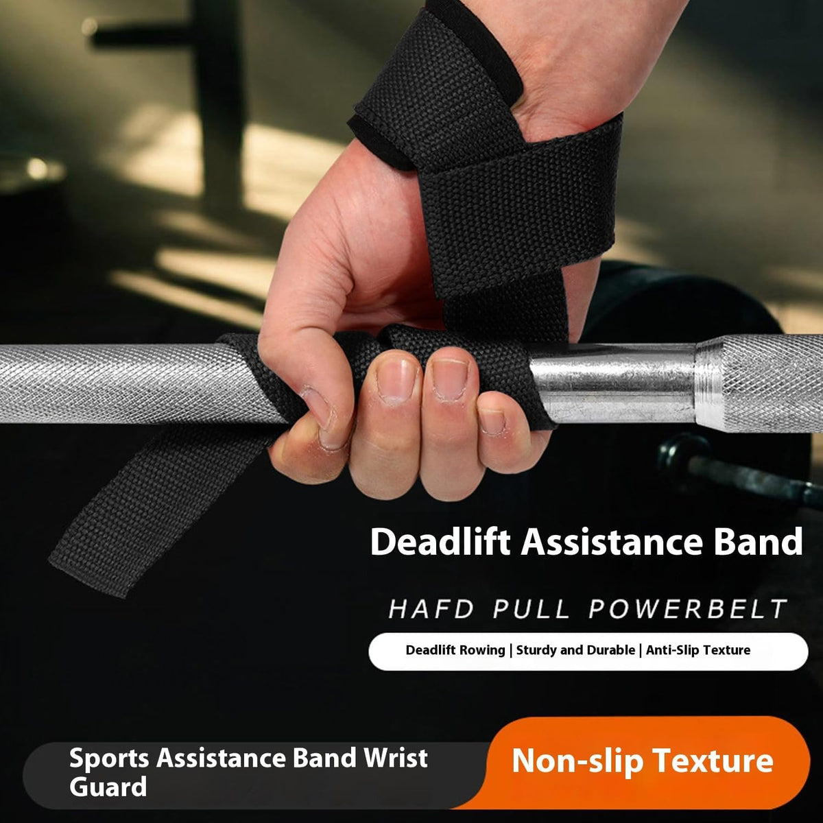 1 pair Lifting Wrist Straps for Weightlifting, Bodybuilding, Powerlifting, Strength Training, & Deadlifts,With silicone anti-slip