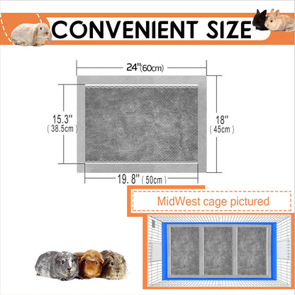 Guinea Pig Bedding, Disposable Guinea Pig Cage Liners, Charcoal Odor Controlling Absorbent Waterproof Pee Pads for Rabbits, Hamster and Other Small Animals. 18''x24'',24 Count