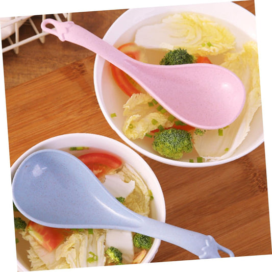 4pcs Long Handle Soup Spoons Lightweight Kitchen Utensils for Hot Pot Porridge and Cereal Easy to Clean and Ergonomic Design Blue Green Beige Pink