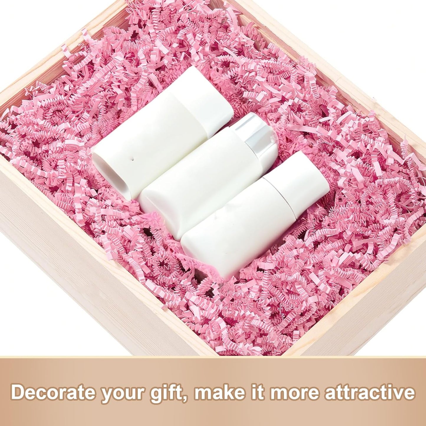 1 LB Crinkle Cut Paper Shred Pink Crinkle Shredded Paper for Gift Baskets - Gift Box Bag Filler - Confetti Stuffing for Birthday, Holiday Present Packaging Wrapping
