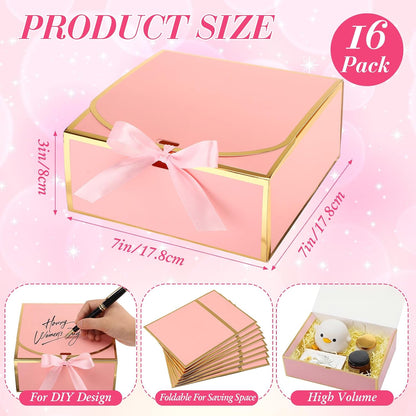 16 Pack Pink Gift Boxes with Lids for Bridesmaid Proposal