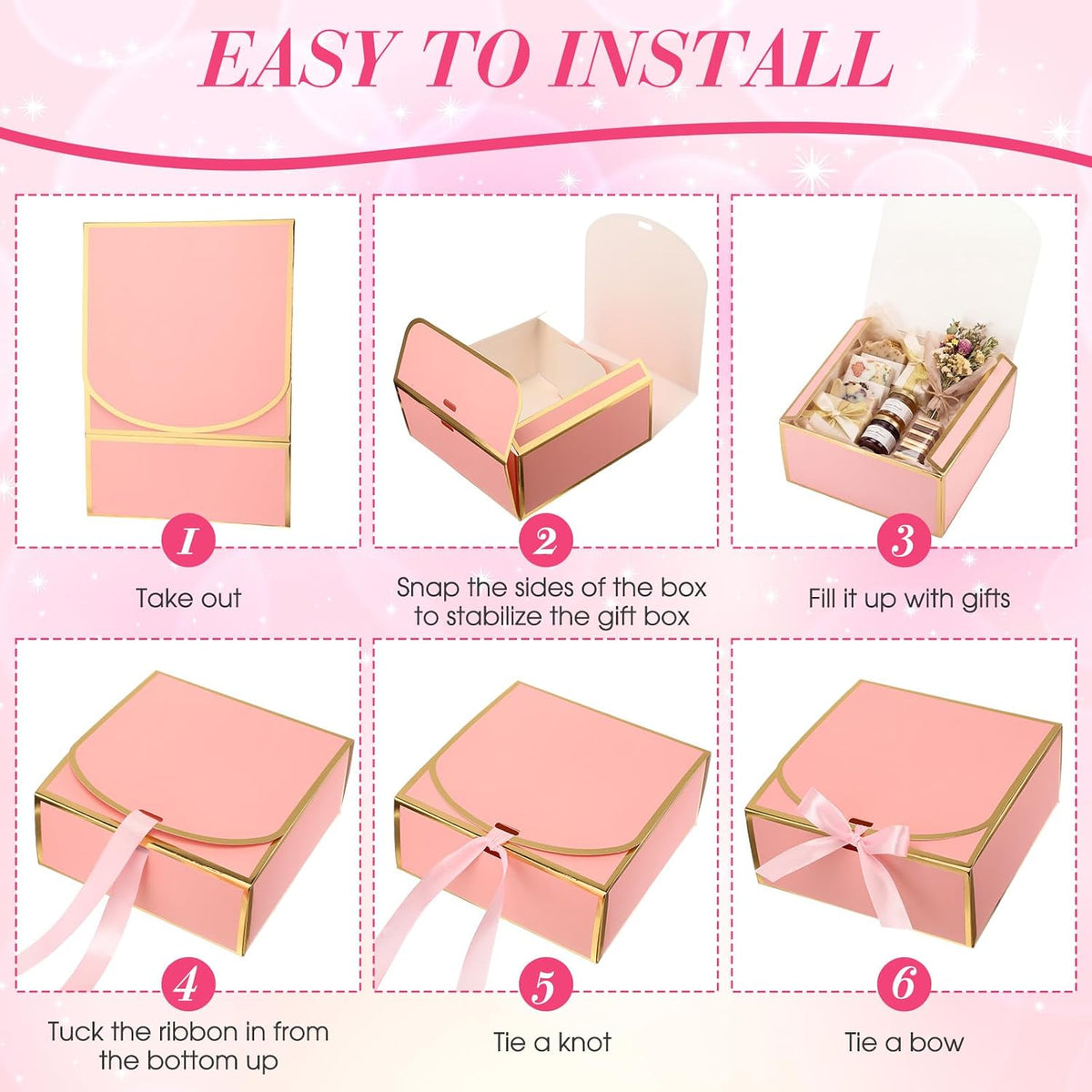 16 Pack Pink Gift Boxes with Lids for Bridesmaid Proposal