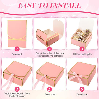 16 Pack Pink Gift Boxes with Lids for Bridesmaid Proposal