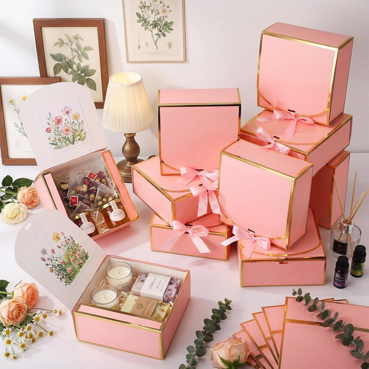 16 Pack Pink Gift Boxes with Lids for Bridesmaid Proposal