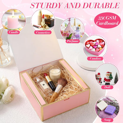 16 Pack Pink Gift Boxes with Lids for Bridesmaid Proposal