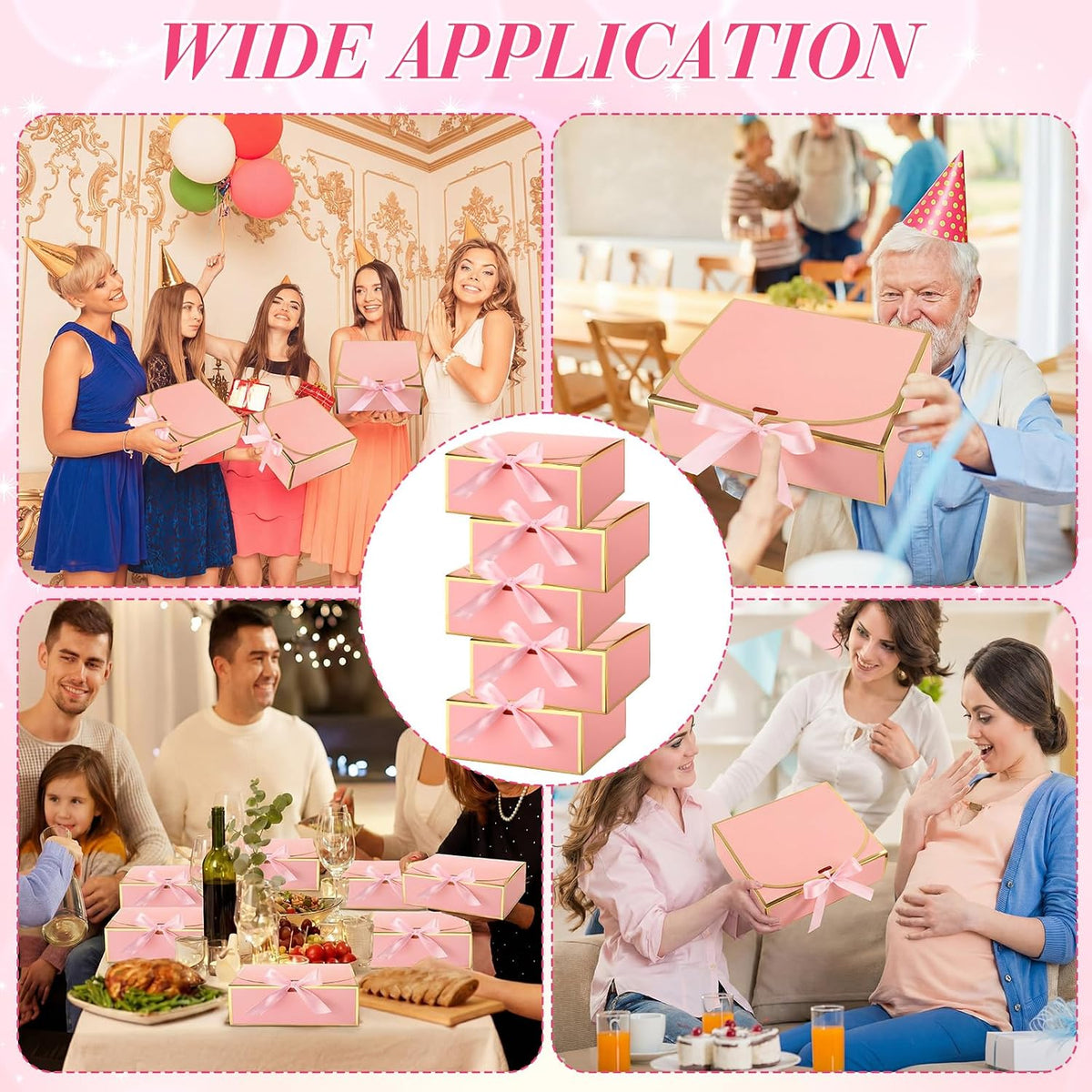 16 Pack Pink Gift Boxes with Lids for Bridesmaid Proposal