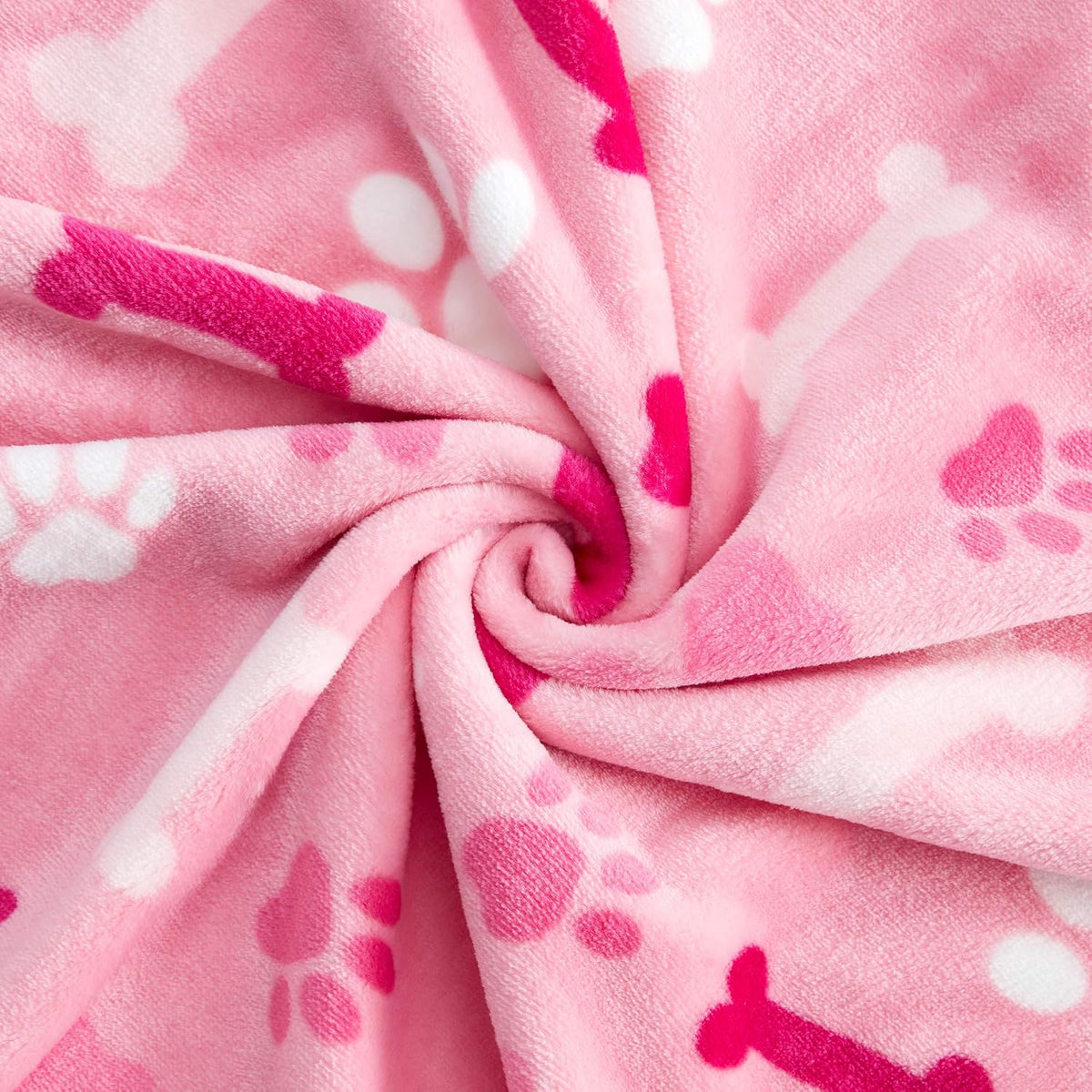 Luxurious Dog Blanket, 350 GSM Super Fuzzy Microplush Fleece Pet Blankets for Small Medium Large Dogs and Cats, Pink Paw and Bone, 32" x 24"