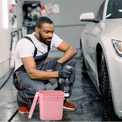 2.2 Gallon Square Bucket with Lid Food Grade Plastic Bucket 10L Utility Industrial Pail with Handle Container for Food Oil Tub Water Fishing Paint House Cleaning Car Washing (Pink,10pcs)