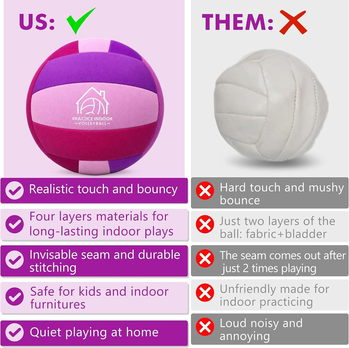 Soft Indoor Volleyballs for Practicing Inside House Silent Pain-free
