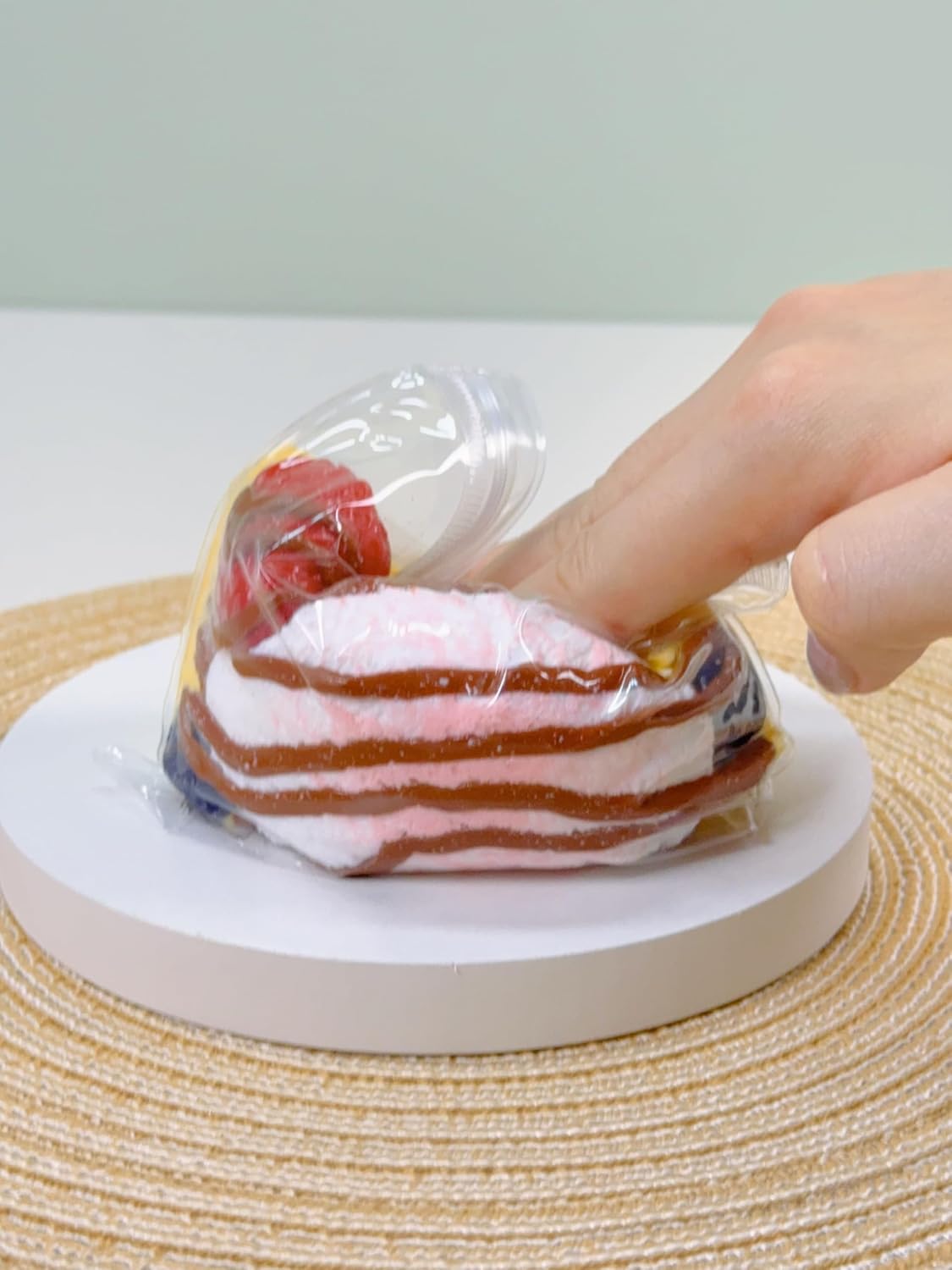 Realistic Toast Squishy Stress Relief Toy, Handmade Silicone Bread Squishy with Vivid Mud Feel, Perfect for Fun Squeezing, One of a Kind, Super Soft Fidget Toy (Fruit Ice Cream Waffle)