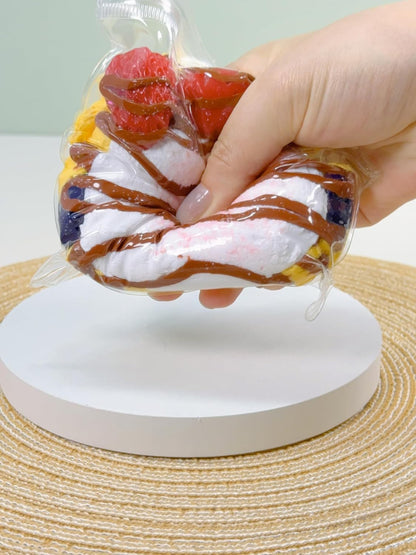 Realistic Toast Squishy Stress Relief Toy, Handmade Silicone Bread Squishy with Vivid Mud Feel, Perfect for Fun Squeezing, One of a Kind, Super Soft Fidget Toy (Fruit Ice Cream Waffle)