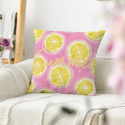Summer Lemon Throw Pillow Covers 18x18 Inch Set of 2, Pink Citrus Decorative Pillowcases, Double-Sided Print Farmhouse Couch Cushion Covers for Sofa Bed Home Decor