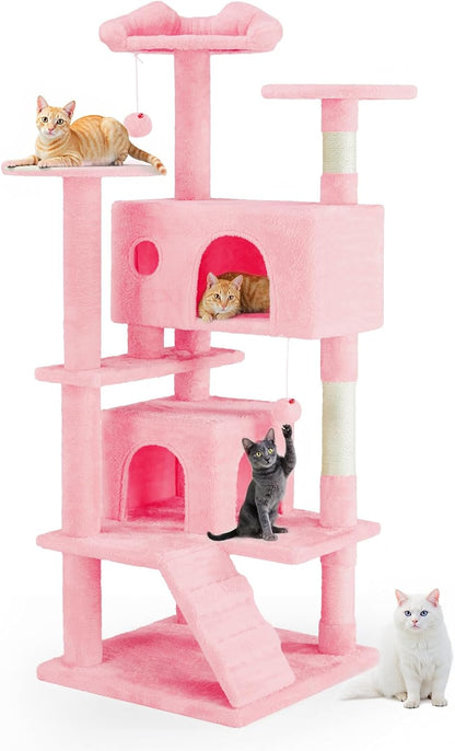 54 Inch Cat Tree Tower with Natural Sisal Scratching Post