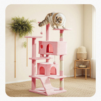 54 Inch Cat Tree Tower with Natural Sisal Scratching Post