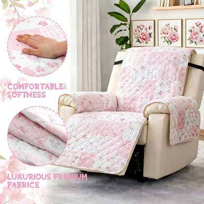 Pink Patchwork Recliner Chair Cover Flower Recliner Slipcover