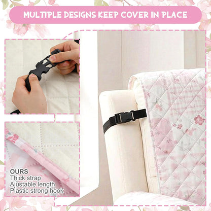 Pink Patchwork Recliner Chair Cover Flower Recliner Slipcover