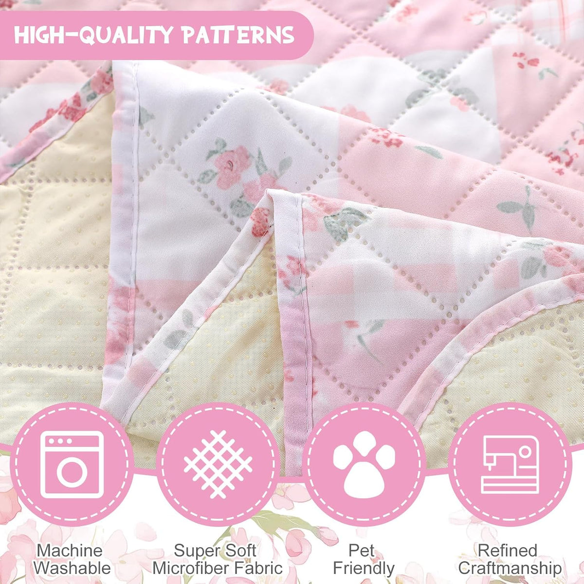 Pink Patchwork Recliner Chair Cover Flower Recliner Slipcover
