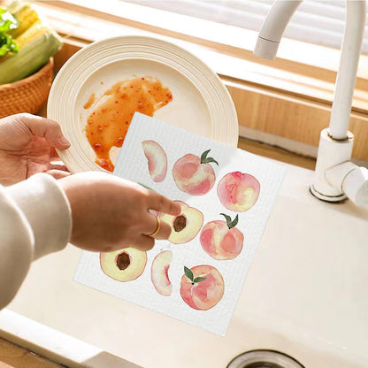 Peach Swedish Dishcloths for Kitchen 4 Pack Reusable Funny