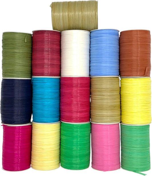 Matte Rayon Raffia Ribbon, 32 Colors Available, 1/4 Inch x 100 Yards (300 Feet), for Crafts, Home Decorations, Gift Box Packing, Wedding Decorations, Florist Bouquet, Christmas (Peach)