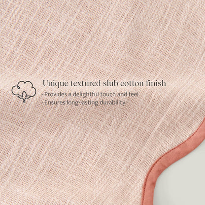 100% Cotton Scalloped Throw Pillow Covers, Shell Pink