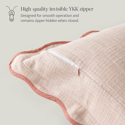 100% Cotton Scalloped Throw Pillow Covers, Shell Pink