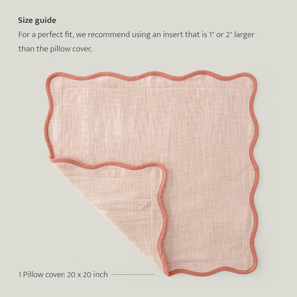 100% Cotton Scalloped Throw Pillow Covers, Shell Pink