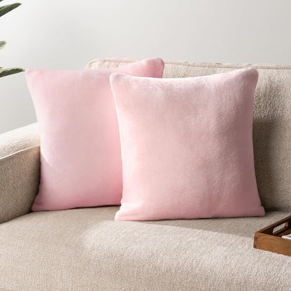 Light Pink Decorative Throw Pillow Covers 18x18 Set of 2 Plush Cozy