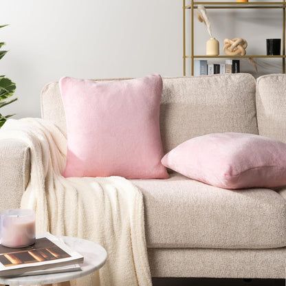 Light Pink Decorative Throw Pillow Covers 18x18 Set of 2 Plush Cozy