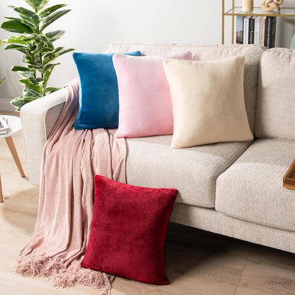 Light Pink Decorative Throw Pillow Covers 18x18 Set of 2 Plush Cozy