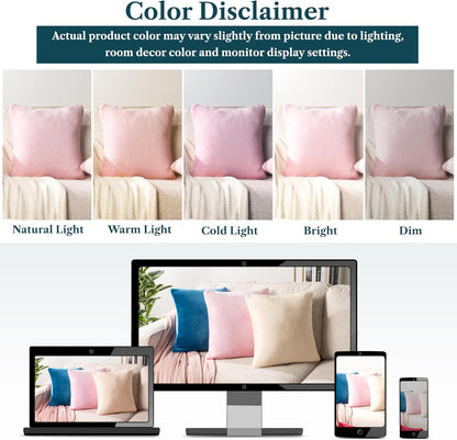 Light Pink Decorative Throw Pillow Covers 18x18 Set of 2 Plush Cozy