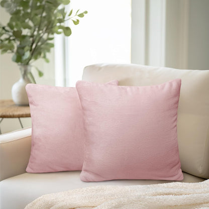 Light Pink Decorative Throw Pillow Covers 18x18 Set of 2 Plush Cozy