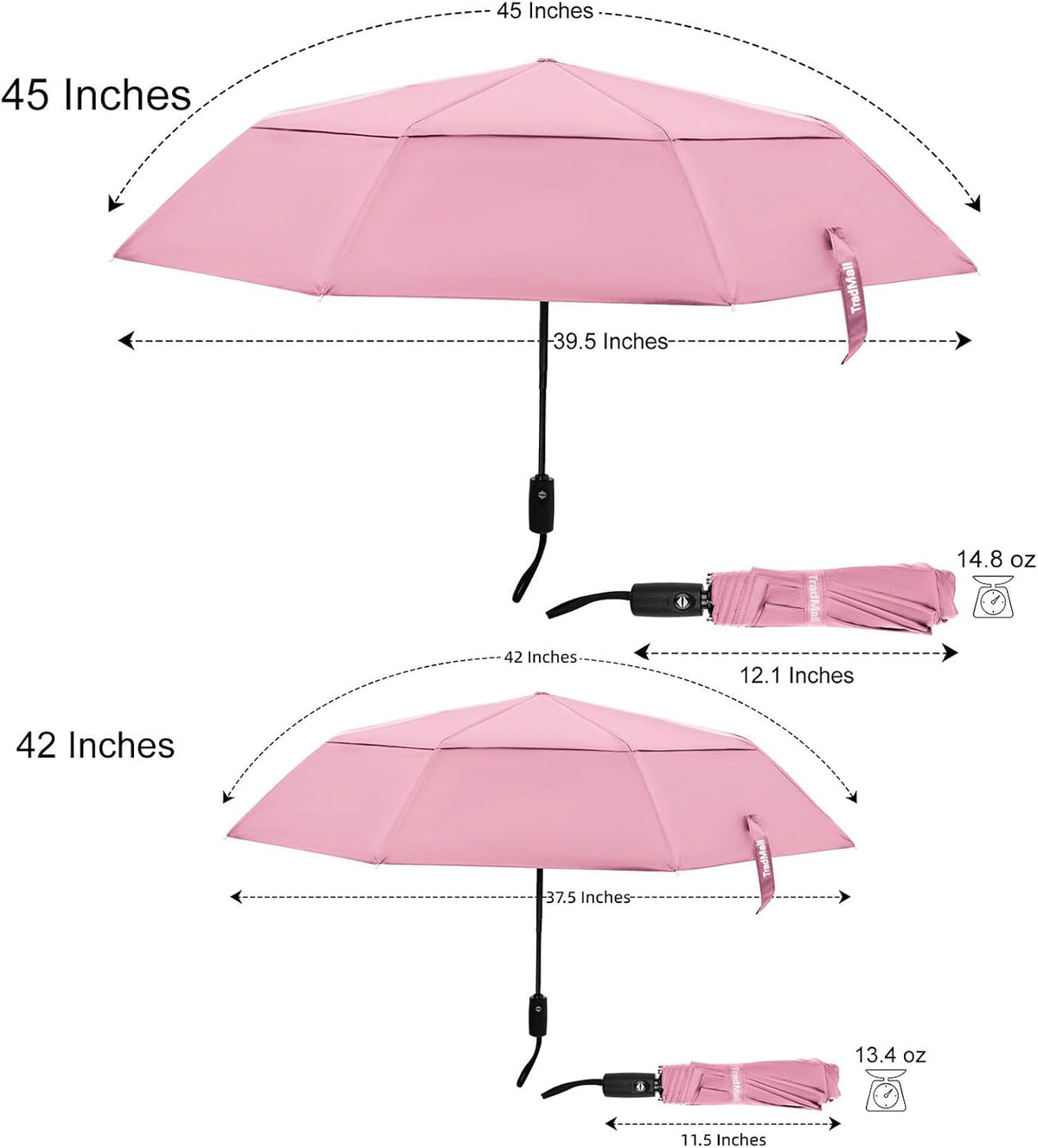 Travel Umbrella 42/45 Inches Double Vented Canopy