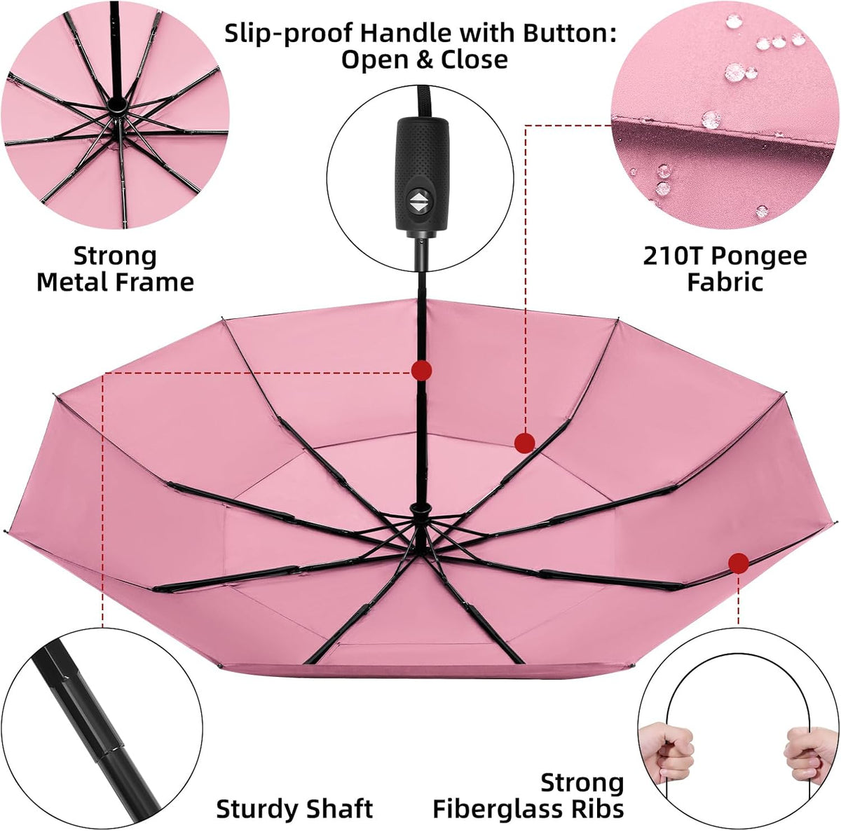 Travel Umbrella 42/45 Inches Double Vented Canopy