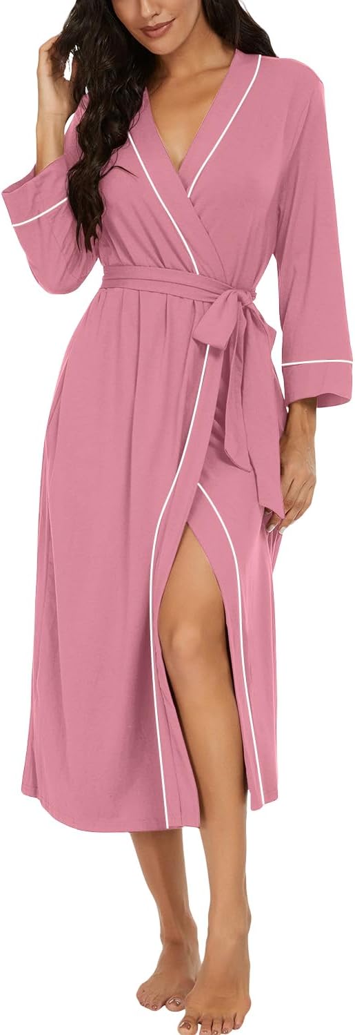 Robes for Women 3/4 Sleeve Long Bath Robe XS-4XL