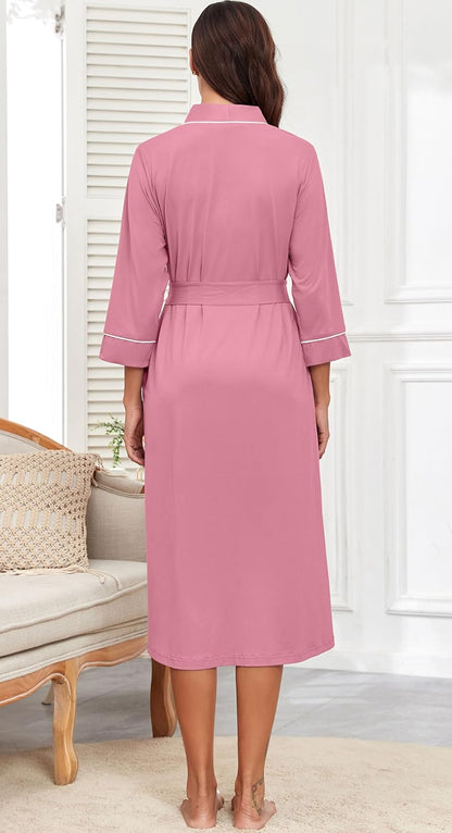 Robes for Women 3/4 Sleeve Long Bath Robe XS-4XL