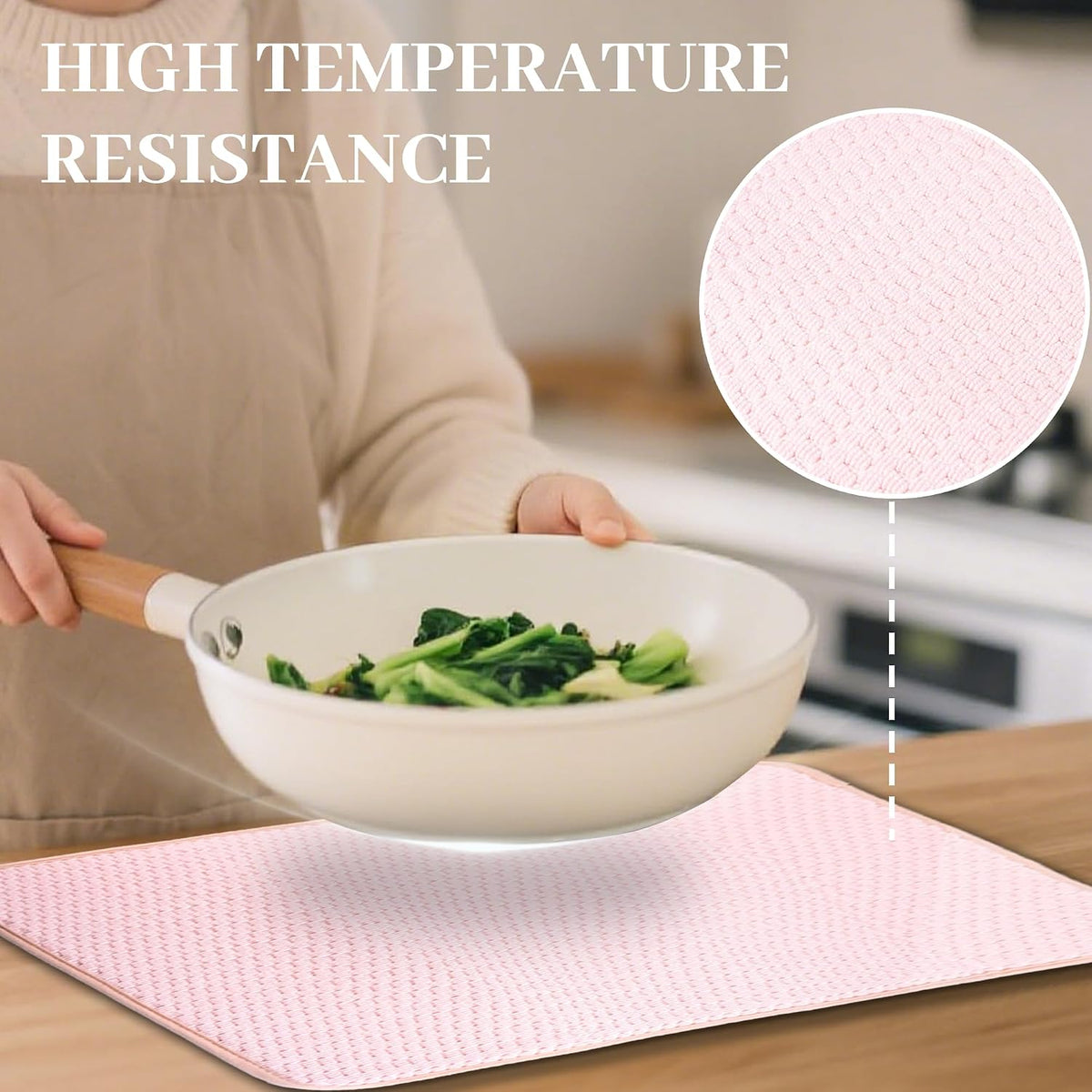 Dish Drying Mat, 2 Pack Microfiber Absorbent Pink Dish Drying Mat for Kitchen Counter, Large Size Dish Drying Pad