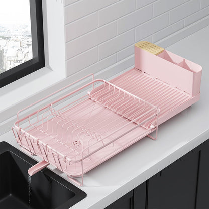 Extendable Dish Drying Rack, 19.2"-26.7" L x 12.9" W, Pink