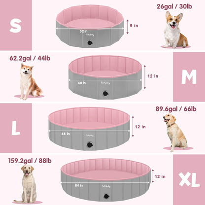 Furrybaby Foldable Dog Pool Non-Slip Hard Bath Tub Indoor Outdoor Pets Kids