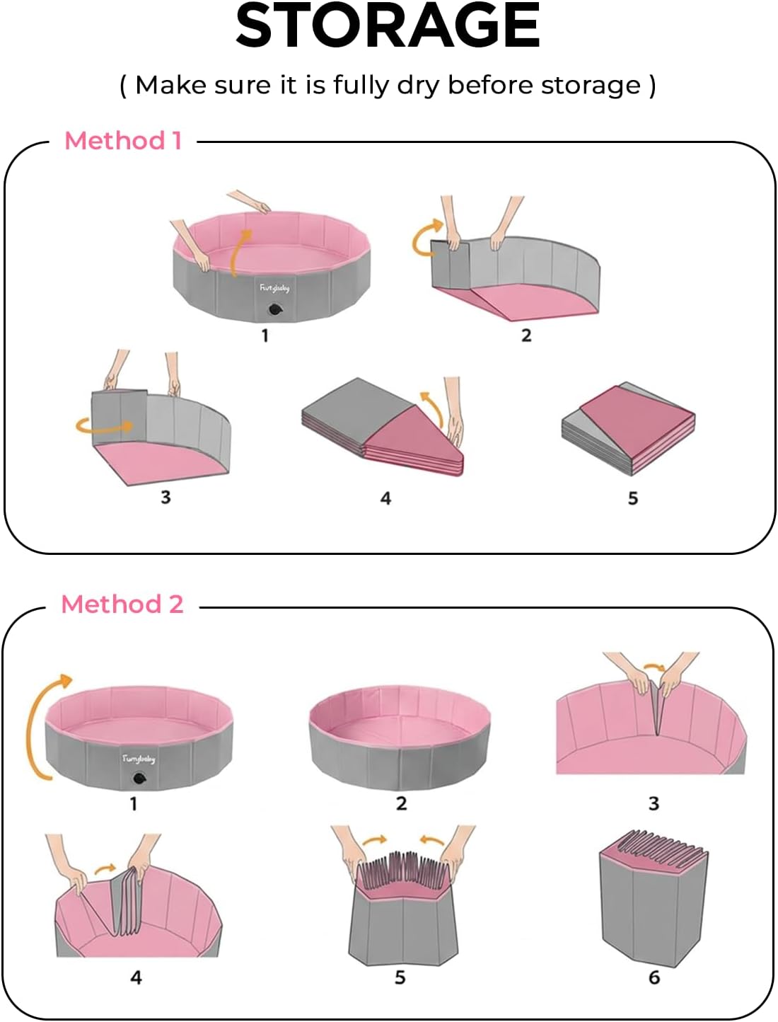 Furrybaby Foldable Dog Pool Non-Slip Hard Bath Tub Indoor Outdoor Pets Kids