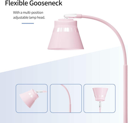 AXX TU08 Pink Cute Desk Lamp with USB Charging Port for College Dorm Room