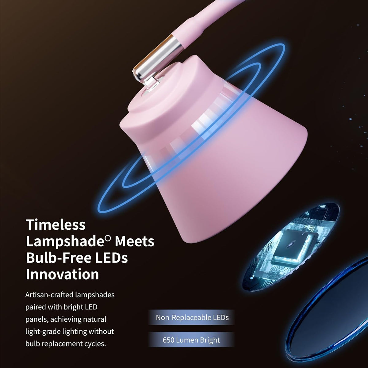 AXX TU08 Pink Cute Desk Lamp with USB Charging Port for College Dorm Room